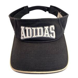 Adidas Black Cotton Visor Adjustable Velcro Strap Embroidered Logo Hat